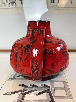 Large Mid-Century Red Fat Lava Studio Ceramic Vase, Germany, 1970s-PBW-1811890