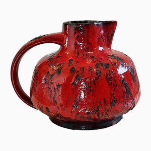 Large Mid-Century Red Fat Lava Studio Ceramic Vase, Germany, 1970s-PBW-1811890