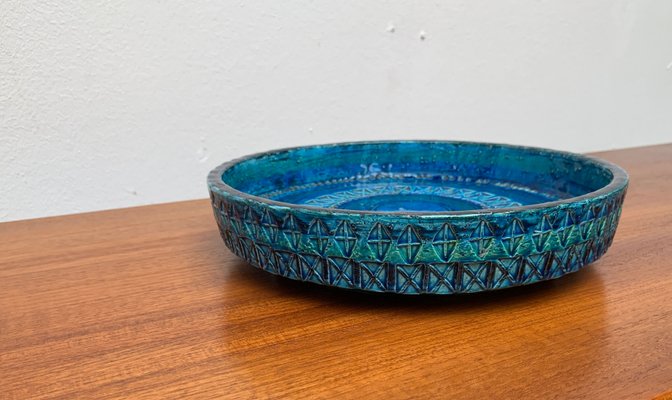 Large Mid-Century Rimini Blu Pottery Bowl by Aldo Londi for Bitossi, Italy, 1960s-UAH-1417517