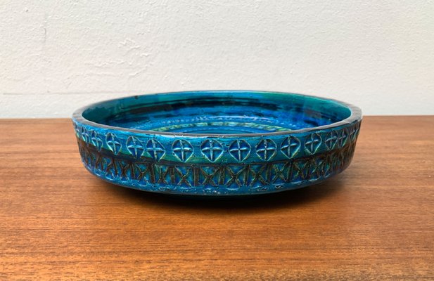 Large Mid-Century Rimini Blu Pottery Bowl by Aldo Londi for Bitossi, Italy, 1960s-UAH-1340489