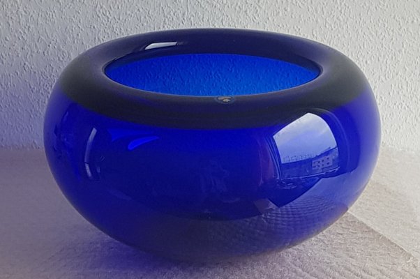 Large Mid-Century Royal Blue Holmegaard Bowl by Per Lütken for Royal Copenhagen-QDP-1295687