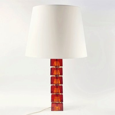 Large Mid-Century Scandinavian Glass & Brass Table Lamp attributed to Carl Fagerlund for Orrefors, Sweden, 1960s-BMM-1819876