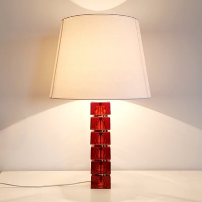 Large Mid-Century Scandinavian Glass & Brass Table Lamp attributed to Carl Fagerlund for Orrefors, Sweden, 1960s-BMM-1819861