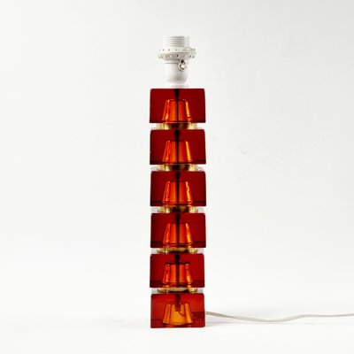 Large Mid-Century Scandinavian Glass & Brass Table Lamp attributed to Carl Fagerlund for Orrefors, Sweden, 1960s-BMM-1819876