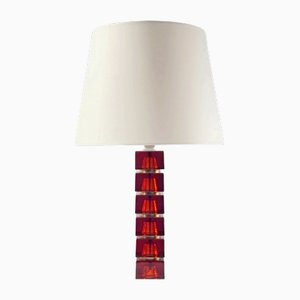 Large Mid-Century Scandinavian Glass & Brass Table Lamp attributed to Carl Fagerlund for Orrefors, Sweden, 1960s-BMM-1819861