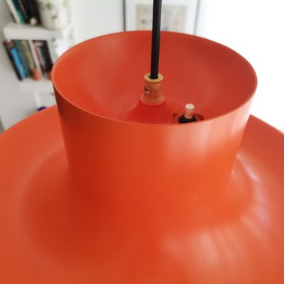 Large Mid-Century Scandinavian Modern Orange Metal Hanging Light, 1960s-SCS-1278094