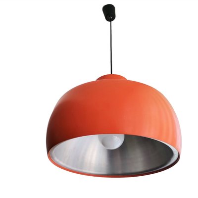 Large Mid-Century Scandinavian Modern Orange Metal Hanging Light, 1960s-SCS-1278094