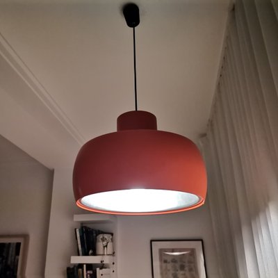 Large Mid-Century Scandinavian Modern Orange Metal Hanging Light, 1960s-SCS-1278094