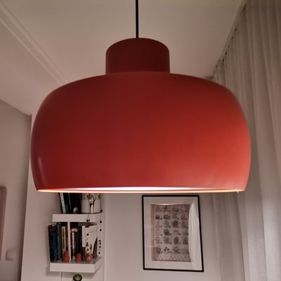 Large Mid-Century Scandinavian Modern Orange Metal Hanging Light, 1960s-SCS-1278094