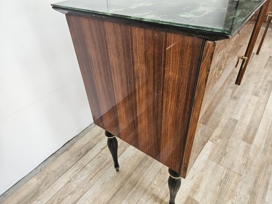 Large Mid-Century Sideboard in Mahogany and Maple with Stained Glass and Brass Handles, 1960s-ZUW-2019904