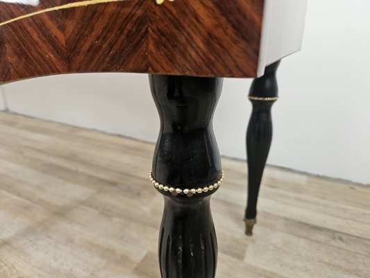 Large Mid-Century Sideboard in Mahogany and Maple with Stained Glass and Brass Handles, 1960s-ZUW-2019904