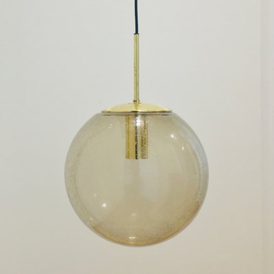 Large Mid-Century Smoked Air-Bubbled Glass Ball Pendant Light from Limburg, Germany, 1970s-BMM-1334366