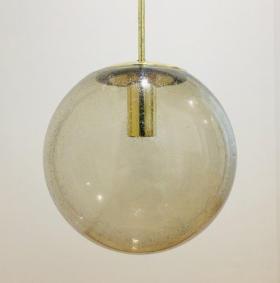 Large Mid-Century Smoked Air-Bubbled Glass Ball Pendant Light from Limburg, Germany, 1970s-BMM-1334366