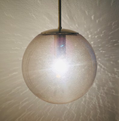 Large Mid-Century Smoked Air-Bubbled Glass Ball Pendant Light from Limburg, Germany, 1970s-BMM-1334366