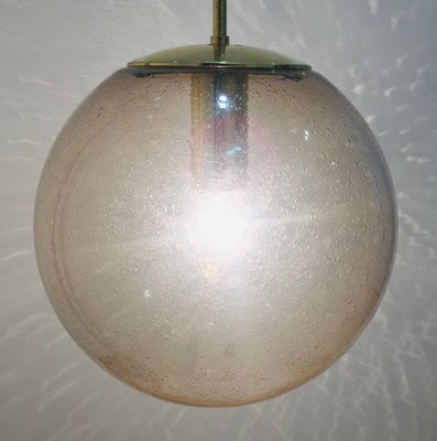 Large Mid-Century Smoked Air-Bubbled Glass Ball Pendant Light from Limburg, Germany, 1970s-BMM-1334366