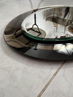 Large Mid-Century Smoked Oval Wall Mirror in the style of Fontana Arte, 1960s-YST-2041979