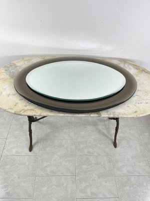 Large Mid-Century Smoked Oval Wall Mirror in the style of Fontana Arte, 1960s-YST-2041979