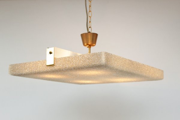 Large Mid-Century Square Recessed Lamp in Acrylic Glass and Brass, 1960s-DUM-1806071