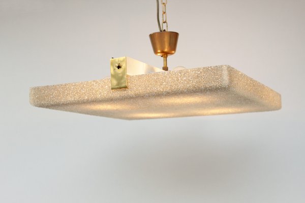 Large Mid-Century Square Recessed Lamp in Acrylic Glass and Brass, 1960s-DUM-1806071