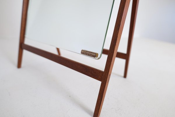 Large Mid-Century Swedish Brass and Teak Table Mirror from Hans-Agne Jakobsson-UYK-1333532