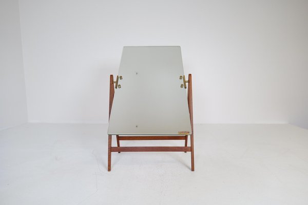 Large Mid-Century Swedish Brass and Teak Table Mirror from Hans-Agne Jakobsson-UYK-1333532