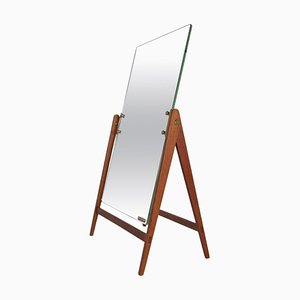 Large Mid-Century Swedish Brass and Teak Table Mirror from Hans-Agne Jakobsson-UYK-1333532