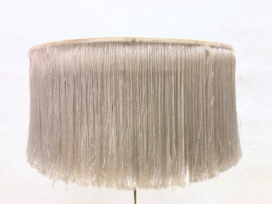 Large Mid-Century Table Lamp with Fringed Shade and Marble Base, 1960s-AET-2040605