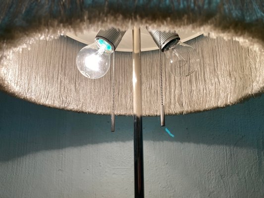 Large Mid-Century Table Lamp with Fringed Shade and Marble Base, 1960s-AET-2040605