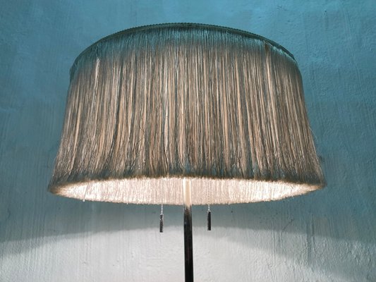 Large Mid-Century Table Lamp with Fringed Shade and Marble Base, 1960s-AET-2040605