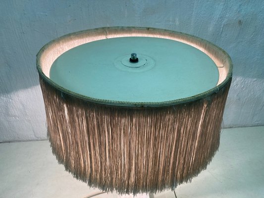 Large Mid-Century Table Lamp with Fringed Shade and Marble Base, 1960s-AET-2040605