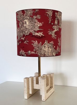 Large Mid-Century Travertine Marble Table Lamp, Italy, 1970s-VNE-1361742