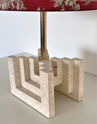 Large Mid-Century Travertine Marble Table Lamp, Italy, 1970s-VNE-1361742