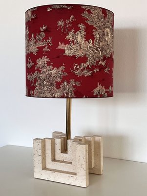 Large Mid-Century Travertine Marble Table Lamp, Italy, 1970s-VNE-1361742