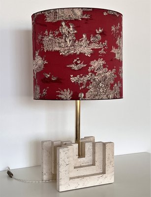 Large Mid-Century Travertine Marble Table Lamp, Italy, 1970s-VNE-1361742