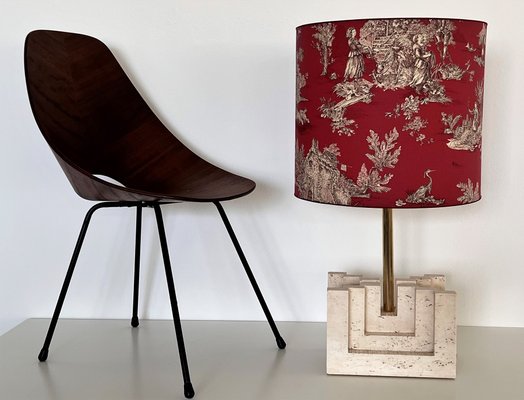 Large Mid-Century Travertine Marble Table Lamp, Italy, 1970s-VNE-1361742