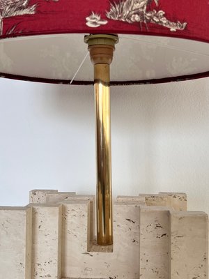 Large Mid-Century Travertine Marble Table Lamp, Italy, 1970s-VNE-1361742