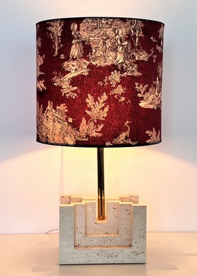 Large Mid-Century Travertine Marble Table Lamp, Italy, 1970s-VNE-1361742