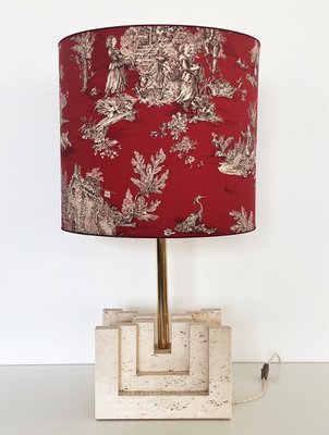 Large Mid-Century Travertine Marble Table Lamp, Italy, 1970s-VNE-1361742