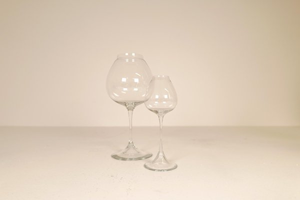 Large Mid-Century Tulip Glasses by Nils Landberg for Orrefors, Sweden, 1950s, Set of 9-UYK-1147458