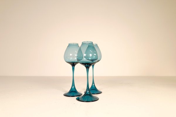 Large Mid-Century Tulip Glasses by Nils Landberg for Orrefors, Sweden, 1950s, Set of 9-UYK-1147458