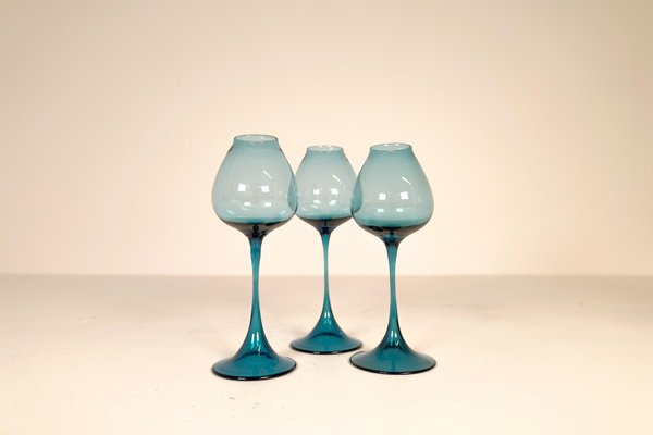 Large Mid-Century Tulip Glasses by Nils Landberg for Orrefors, Sweden, 1950s, Set of 9-UYK-1147458