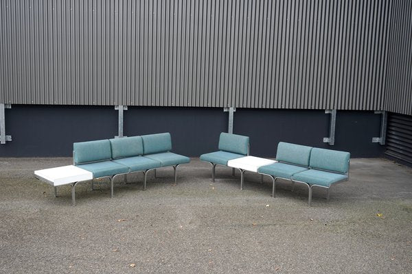 Large Mid-Century Upholstered Aluminum Bench by John Behringer for J G Furniture-CIP-1737407