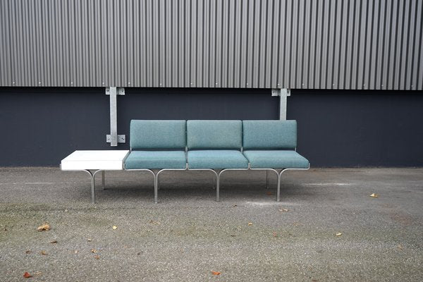 Large Mid-Century Upholstered Aluminum Bench by John Behringer for J G Furniture-CIP-1737407