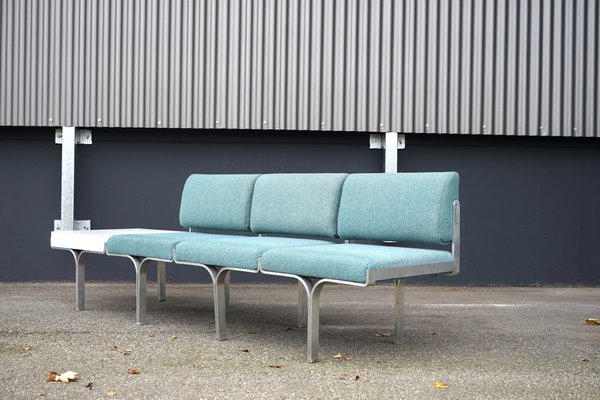 Large Mid-Century Upholstered Aluminum Bench by John Behringer for J G Furniture-CIP-1737407