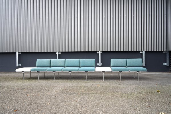 Large Mid-Century Upholstered Aluminum Bench by John Behringer for J G Furniture-CIP-1737407