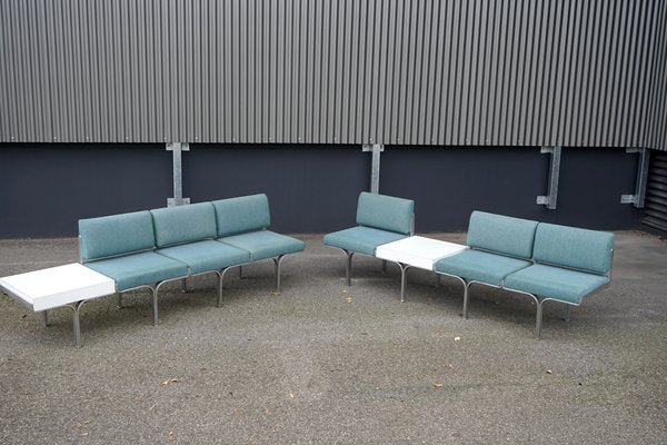 Large Mid-Century Upholstered Aluminum Bench by John Behringer for J G Furniture-CIP-1737407