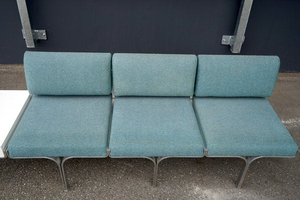 Large Mid-Century Upholstered Aluminum Bench by John Behringer for J G Furniture-CIP-1737407