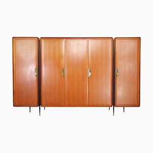 Large Mid-Century Wardrobe in Walnut, Birch and Brass by Silvio Cavatorta, Italy, 1958-TRW-1819634