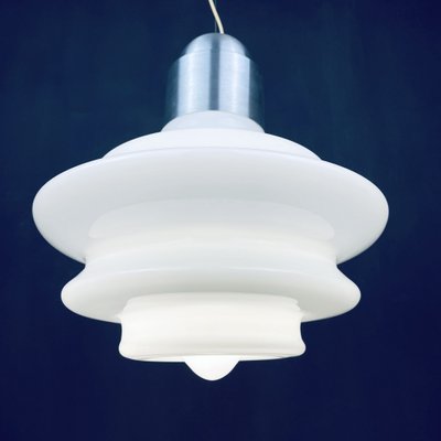 Large Mid-Century White Opaline Glass Pendant Lamp, Italy, 1960s-WQC-984319