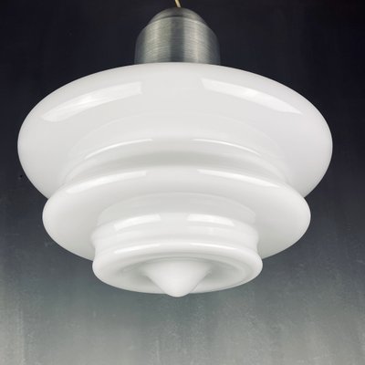 Large Mid-Century White Opaline Glass Pendant Lamp, Italy, 1960s-WQC-984319